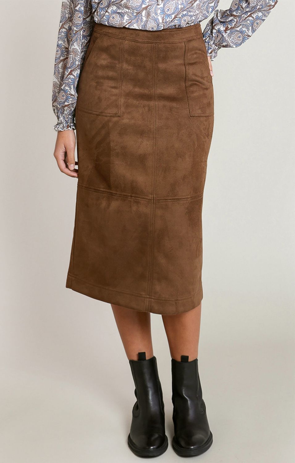 Jupe midi en daim 2726