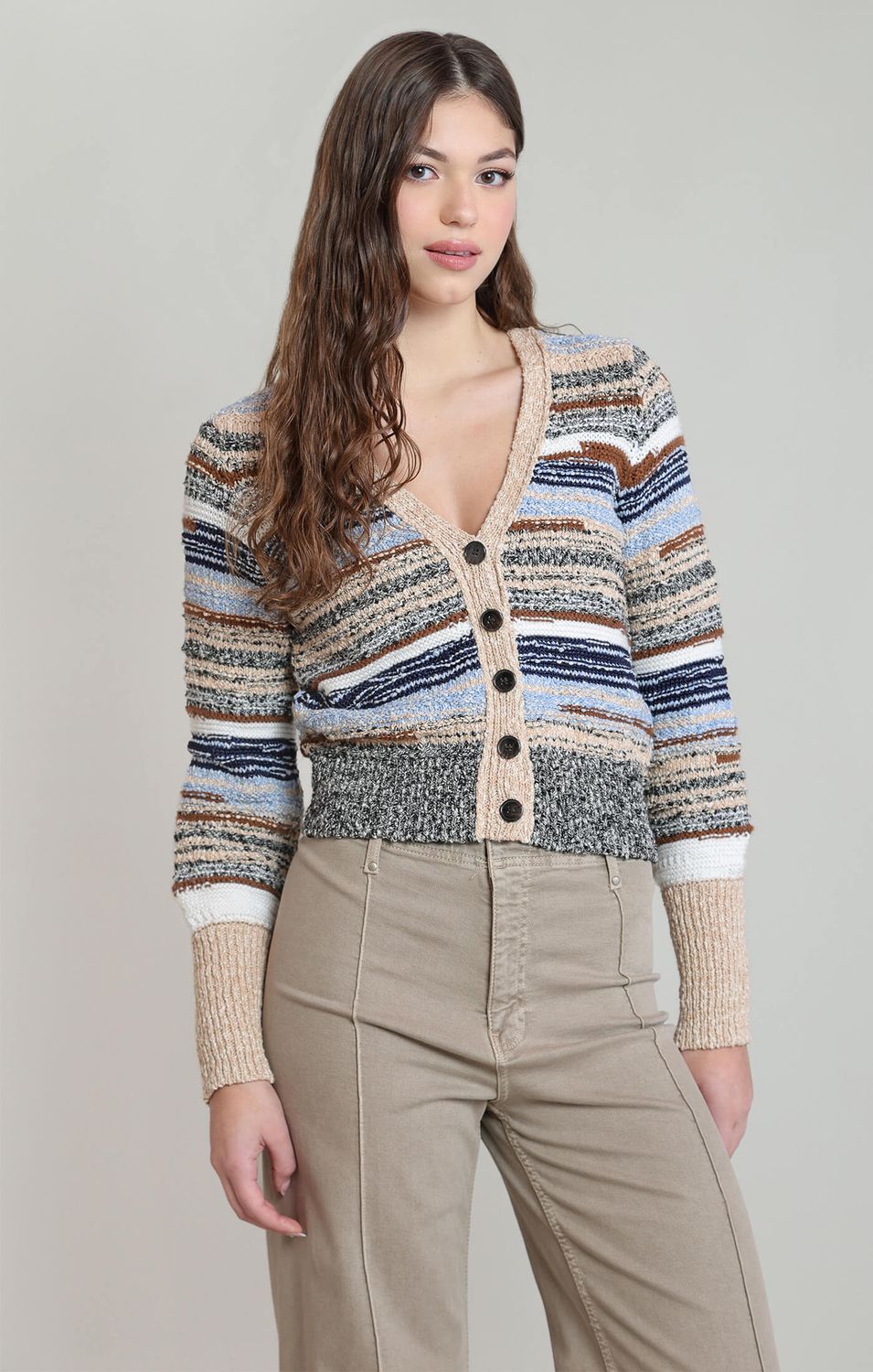 Cardigan rayé mélangé 7251