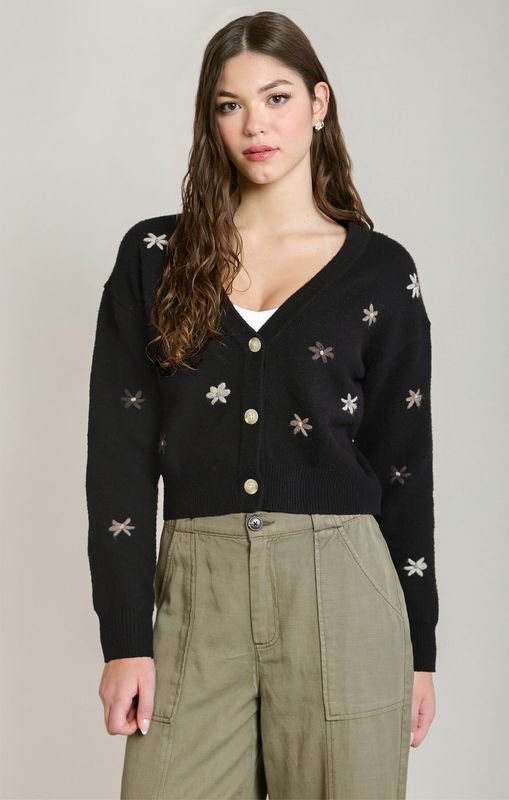 Cardigan à fleurs brodées 7274