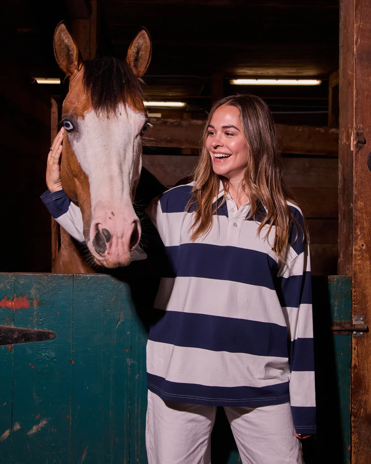 Polo rayé marine et blanc Marion