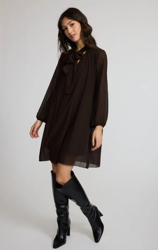 Robe georgette v-neck 0390