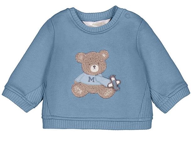 Pull bleu avec ours brun -2410