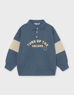 Sweater à capuchon polo avec rayures 4461