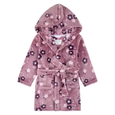 Robe de chambre mauve motif de fleur -11Y