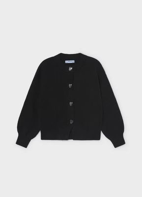 Cardigan noir à bouton argent -4326