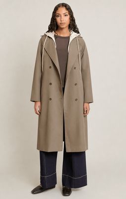 Manteau long taupe/ivoire 9513