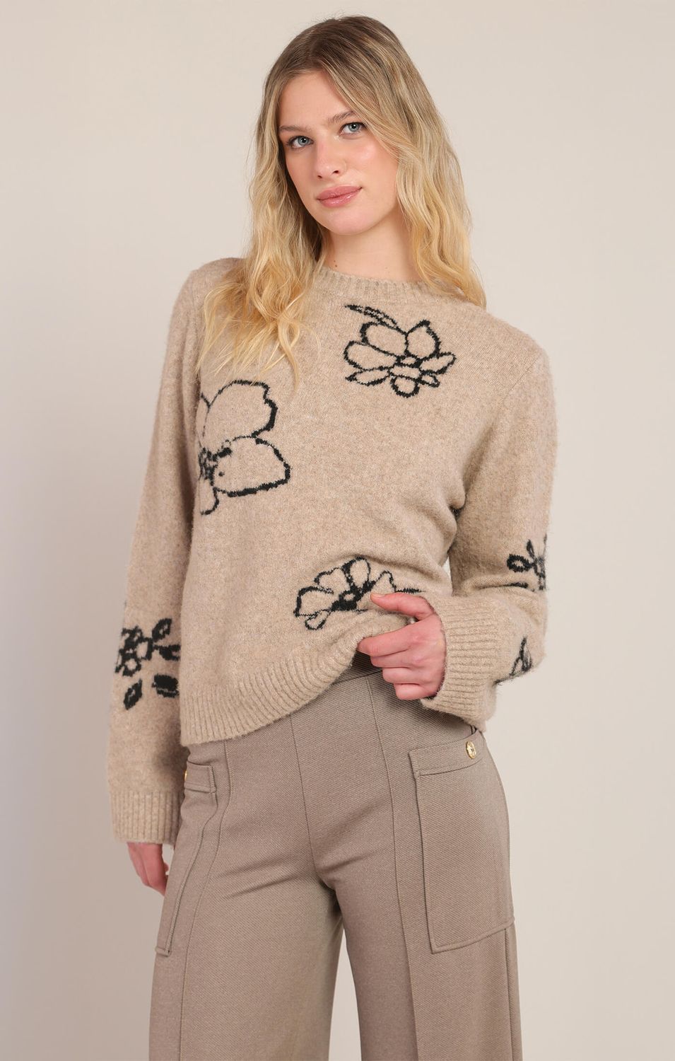 Chandail en laine beige -016