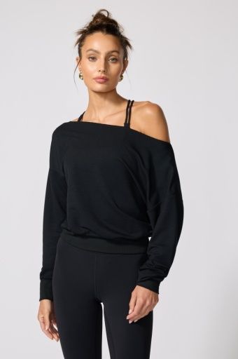 COZY FLEECE FLASHDANCE SWEATSHIRT, Size: S