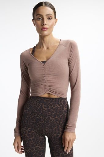 BREEZE LONG SLEEVE RUCHED TOP, Size: S