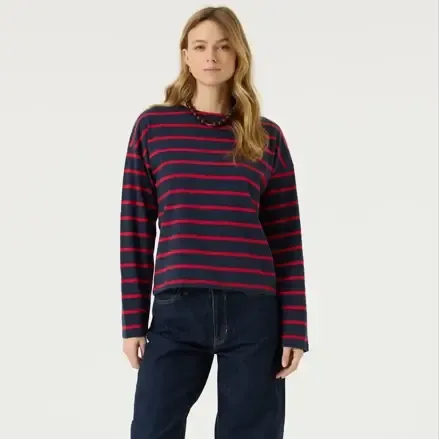 Chandail marine rayé rouge 0061