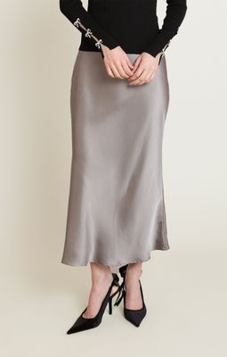Jupe en satin kaki pâle 2701