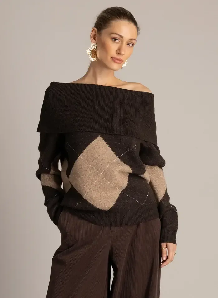 Pull en laine brun -Umara