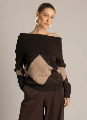 Pull en laine brun -Umara