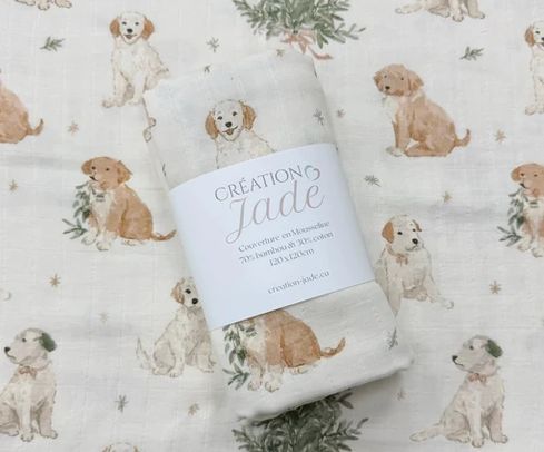 Mousseline bambou - Chiens Noël