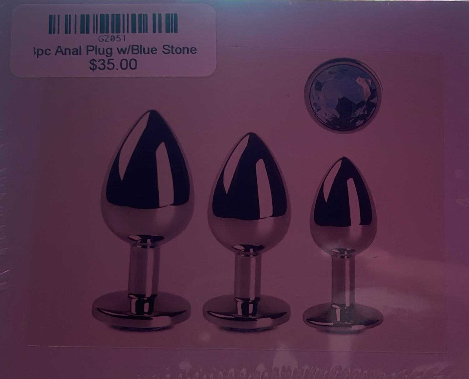 3pc Anal Plug w/Blue Stone