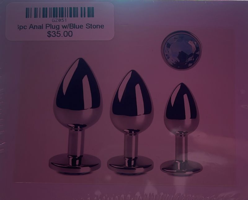 3pc Anal Plug w/Blue Stone
