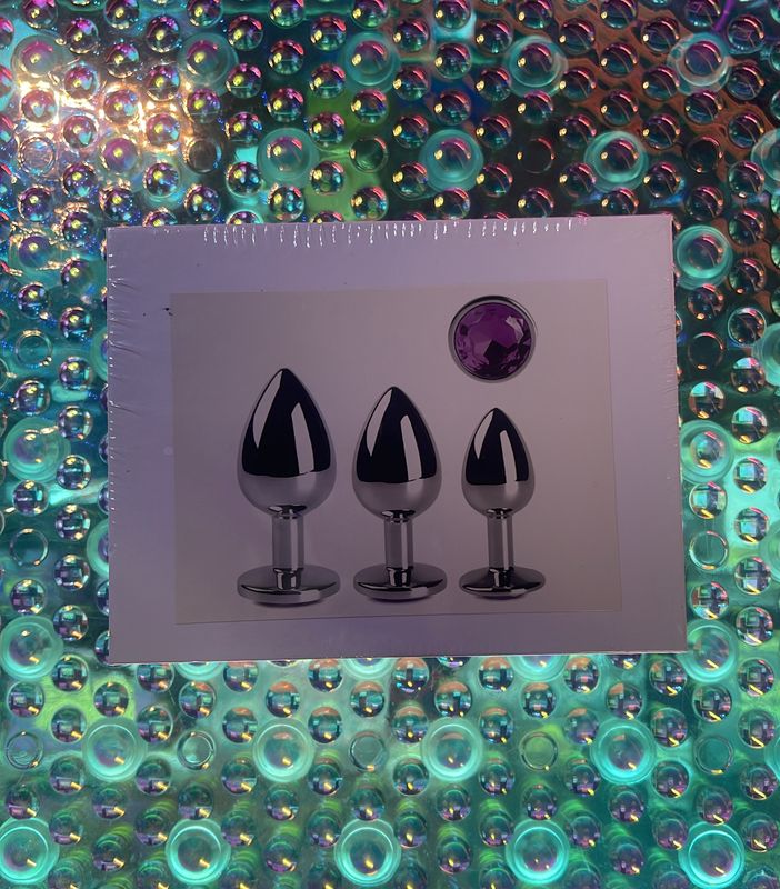 3pc Anal Plugs W/ Purple Stone