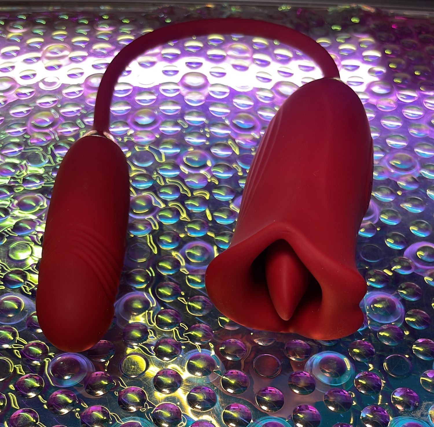 2 in 1 Sucking and Licking Tulip &amp; Tongue w/ Thrusting Vibrator