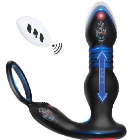 7 Speed Thrusting Prostate Massager &amp; Cockring w/Remote