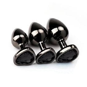 3 Pc. Black Metal Heart Shaped Plug