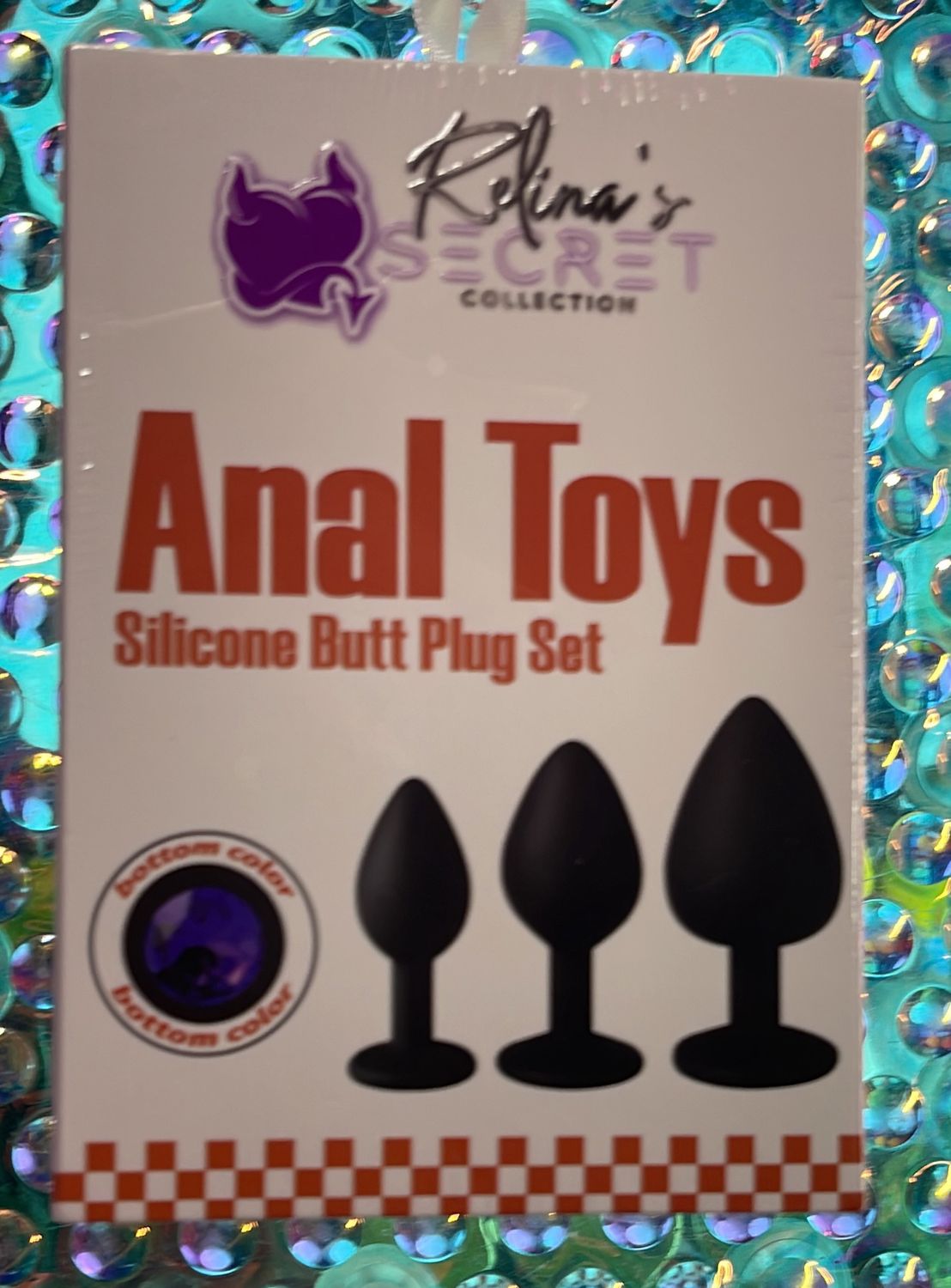 Black 3 pc Anal Plugs Purple Stone