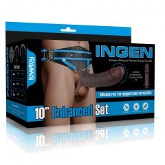10&quot; Silicone Hollow Strap On Set &quot;Black&quot; Size XS-M
