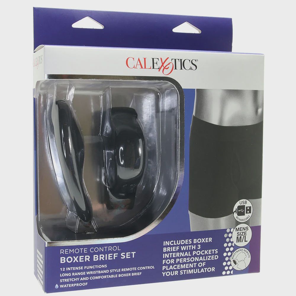 Waterproof Boxer Brief Stimulator Set w/Remote Size: M/L