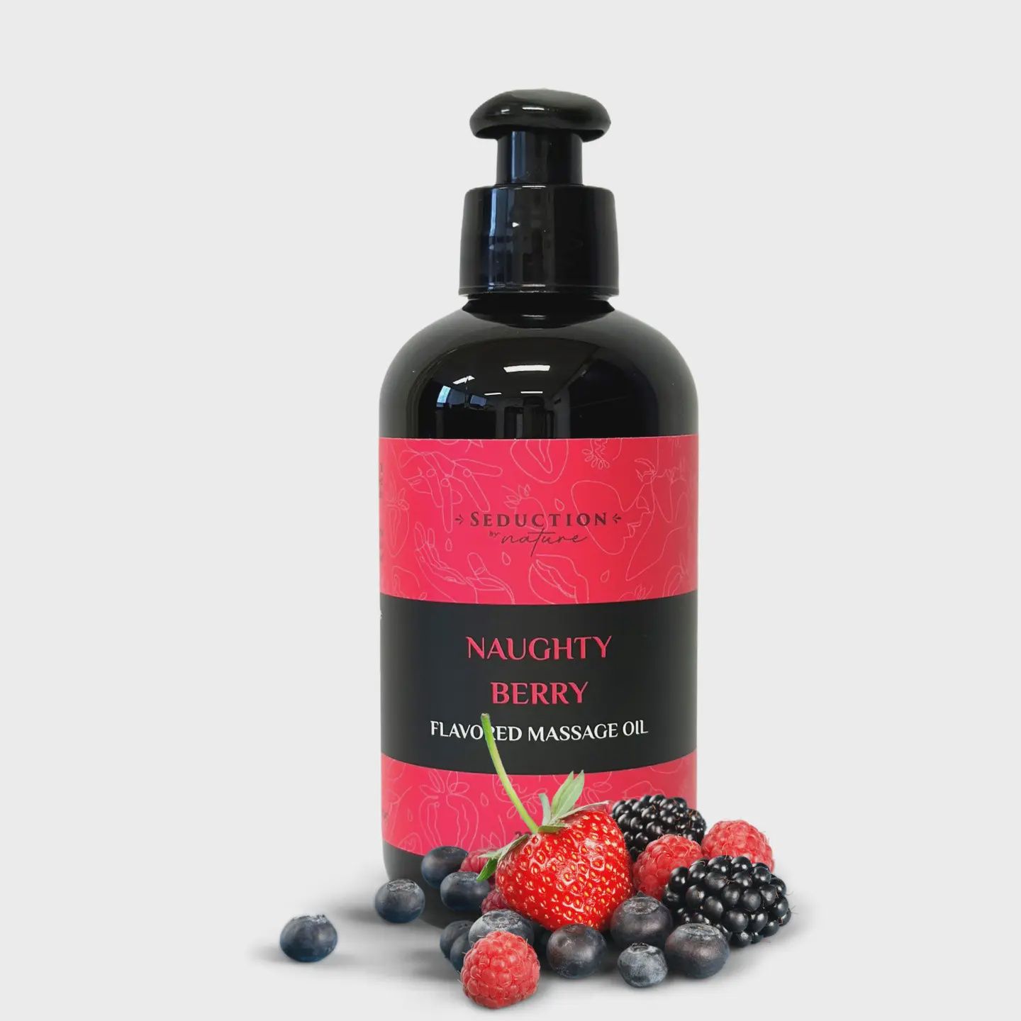 Naughty Berry Flavored Massage Oil "Strawberry Bubble Gum"