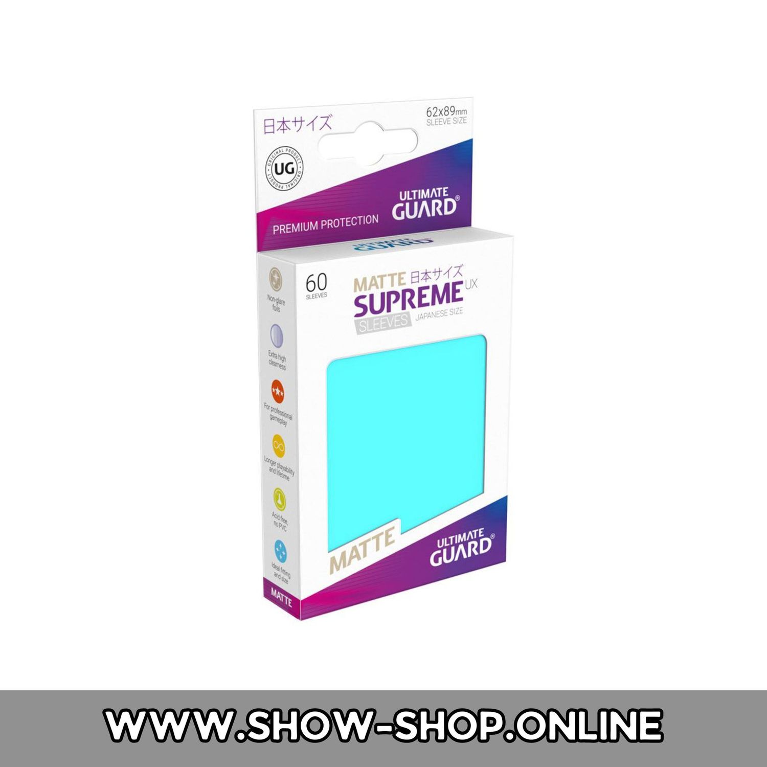 Ultimate Guard Supreme UX Sleeves Japanische Größe Matt Aquamarin (60)