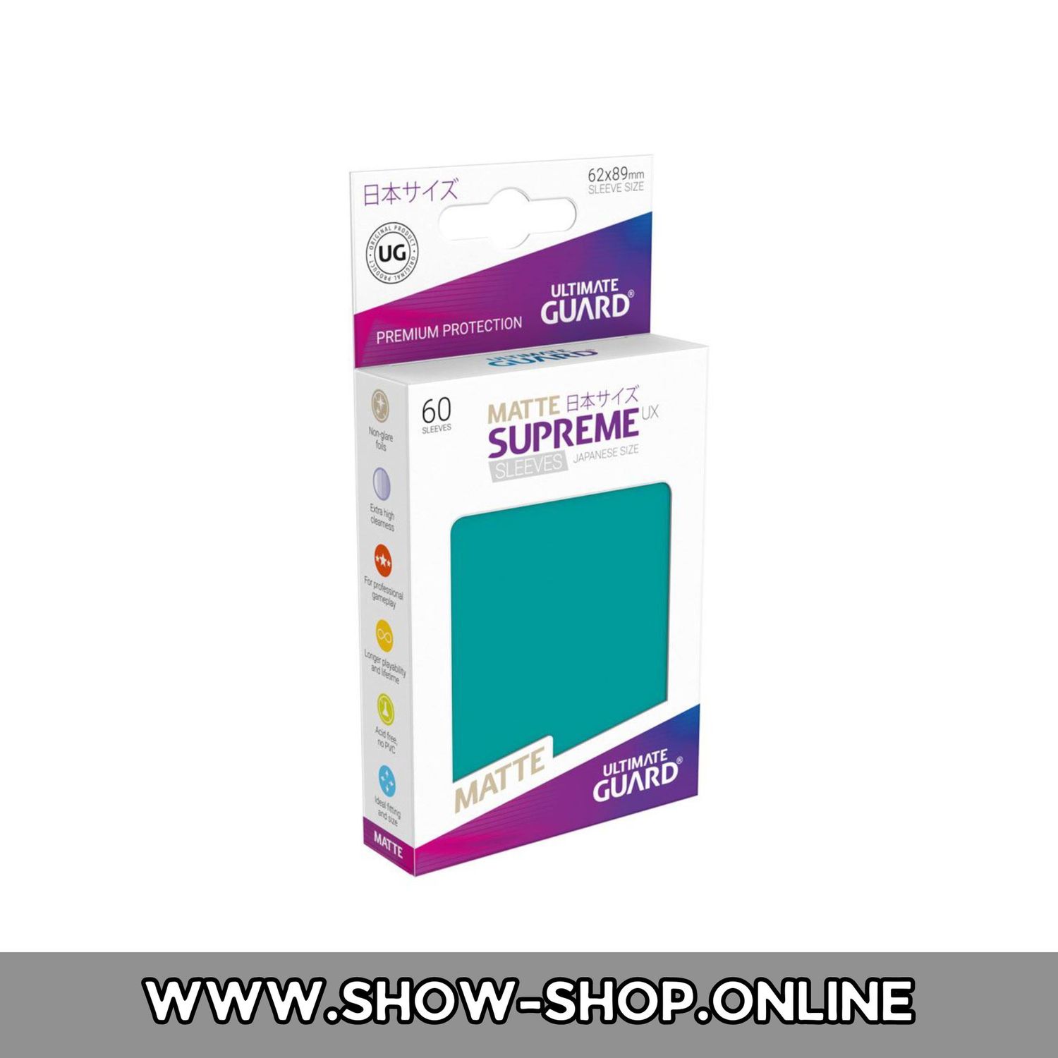 Ultimate Guard Supreme UX Sleeves Japanische Größe Matt Petrolblau (60)