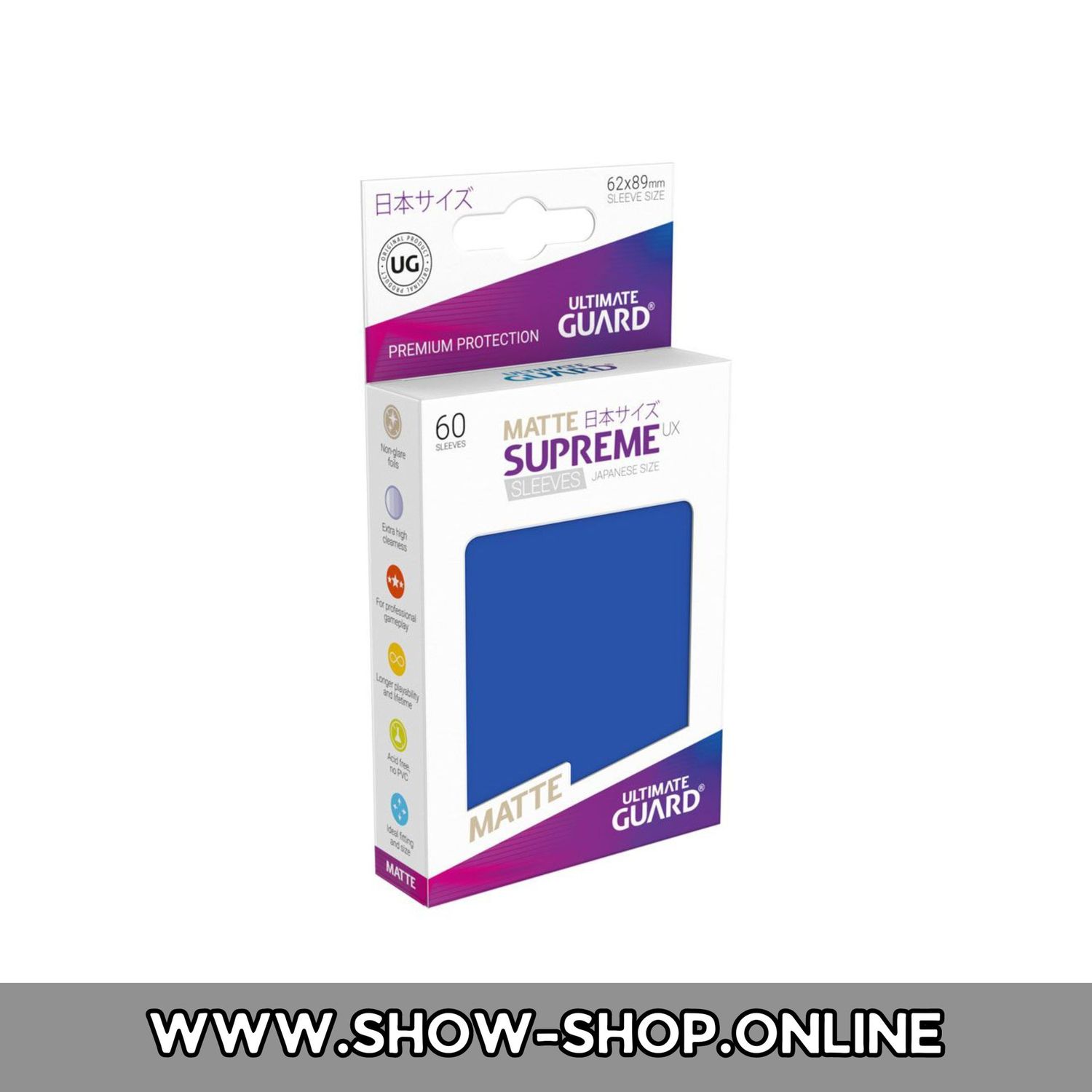 Ultimate Guard Supreme UX Sleeves Japanische Größe Matt Blau (60)