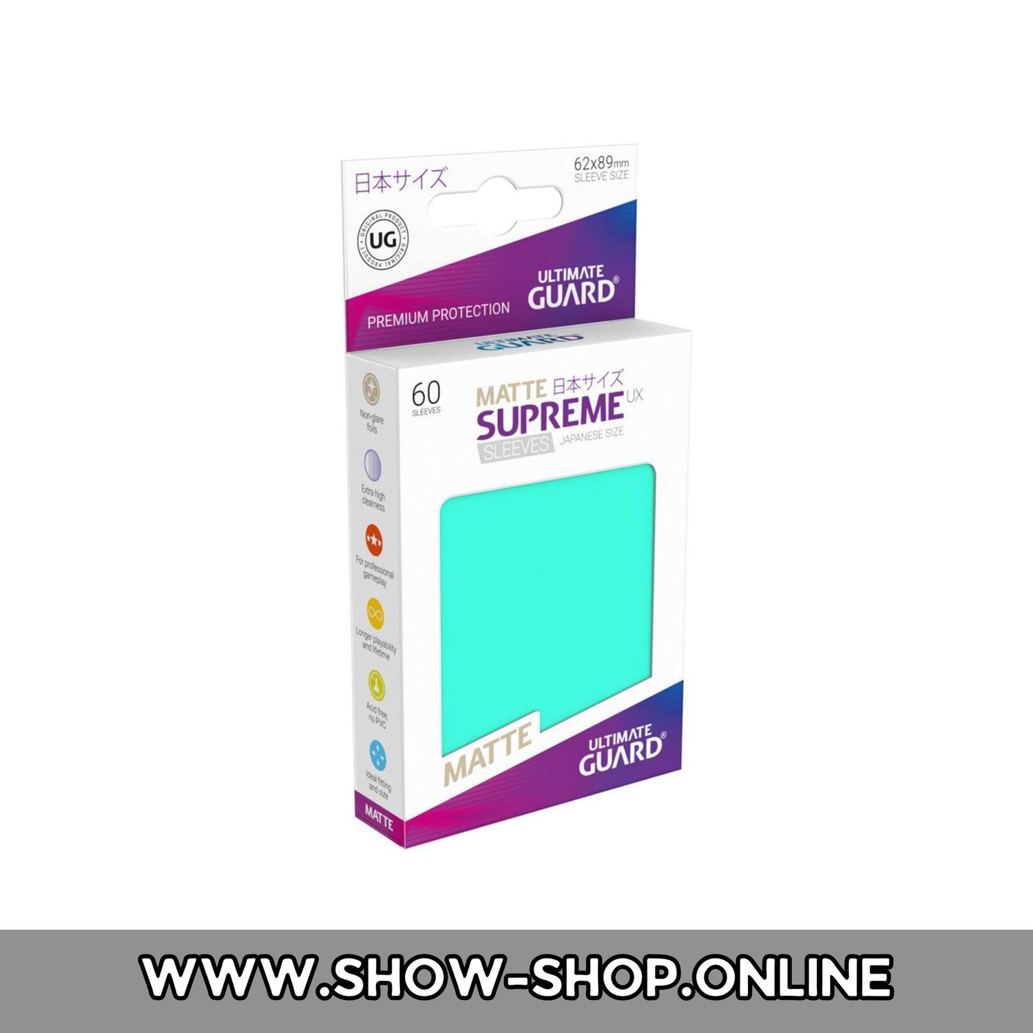 Ultimate Guard Supreme UX Sleeves Japanische Größe Matt Türkis (60)