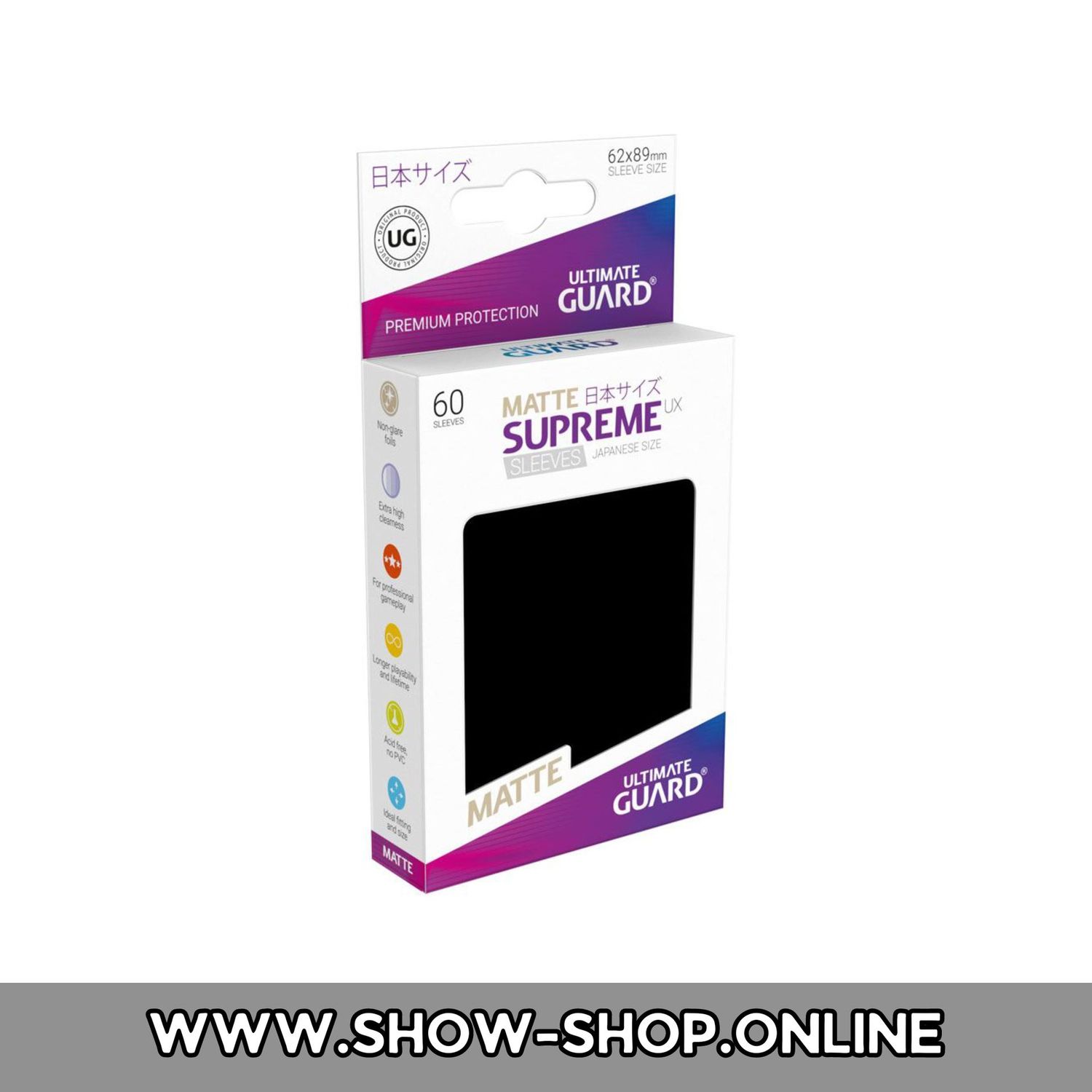 Ultimate Guard Supreme UX Sleeves Japanische Größe Matt Schwarz (60)