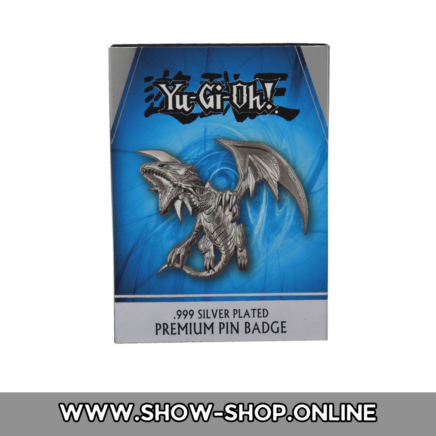 Blauäugiger weißer Drache .999 Silver Plated Premium Pin Badge