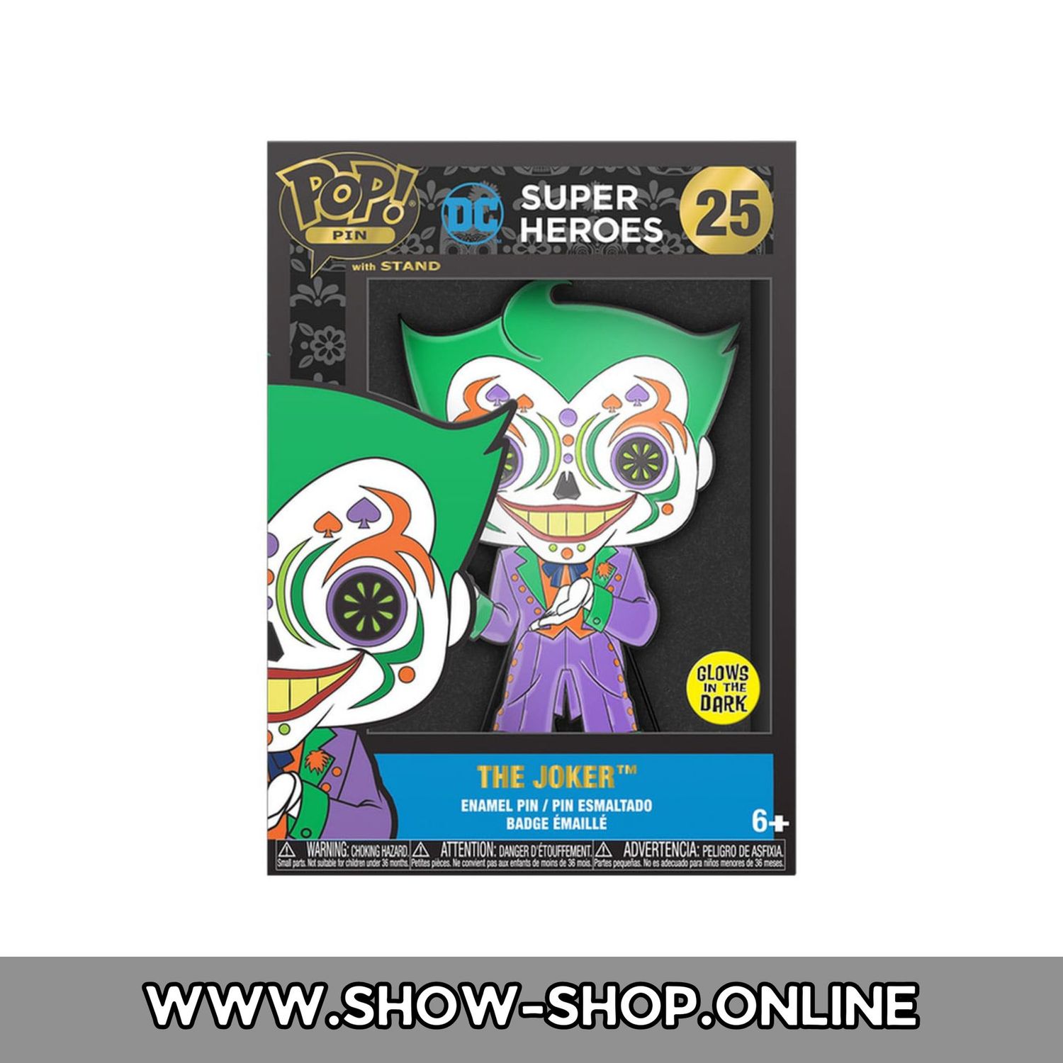 DC Comics DOTD Loungefly POP! Pin Ansteck-Pin - Joker (Glow-in-the-Dark) 10 cm