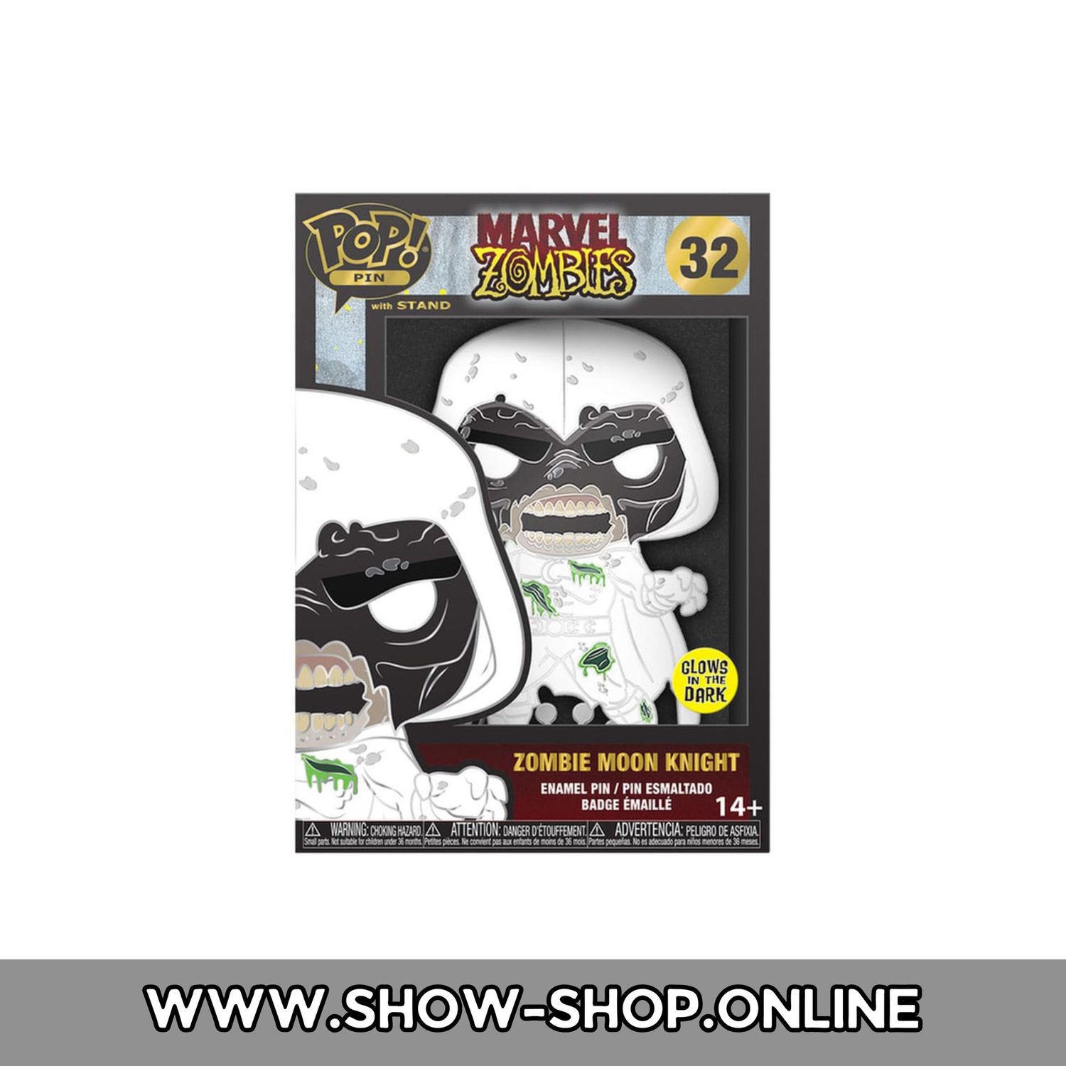 Marvel Zombie Loungefly POP! Pin Ansteck-Pin - Moon Knight (Glow-in-the-Dark) 10 cm