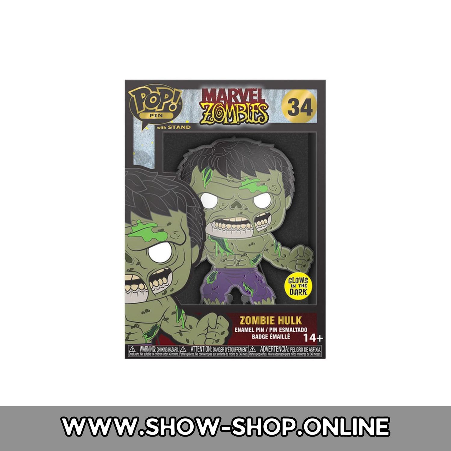 Marvel Zombie Loungefly POP! Pin Ansteck-Pin - Hulk (Glow-in-the-Dark) 10 cm