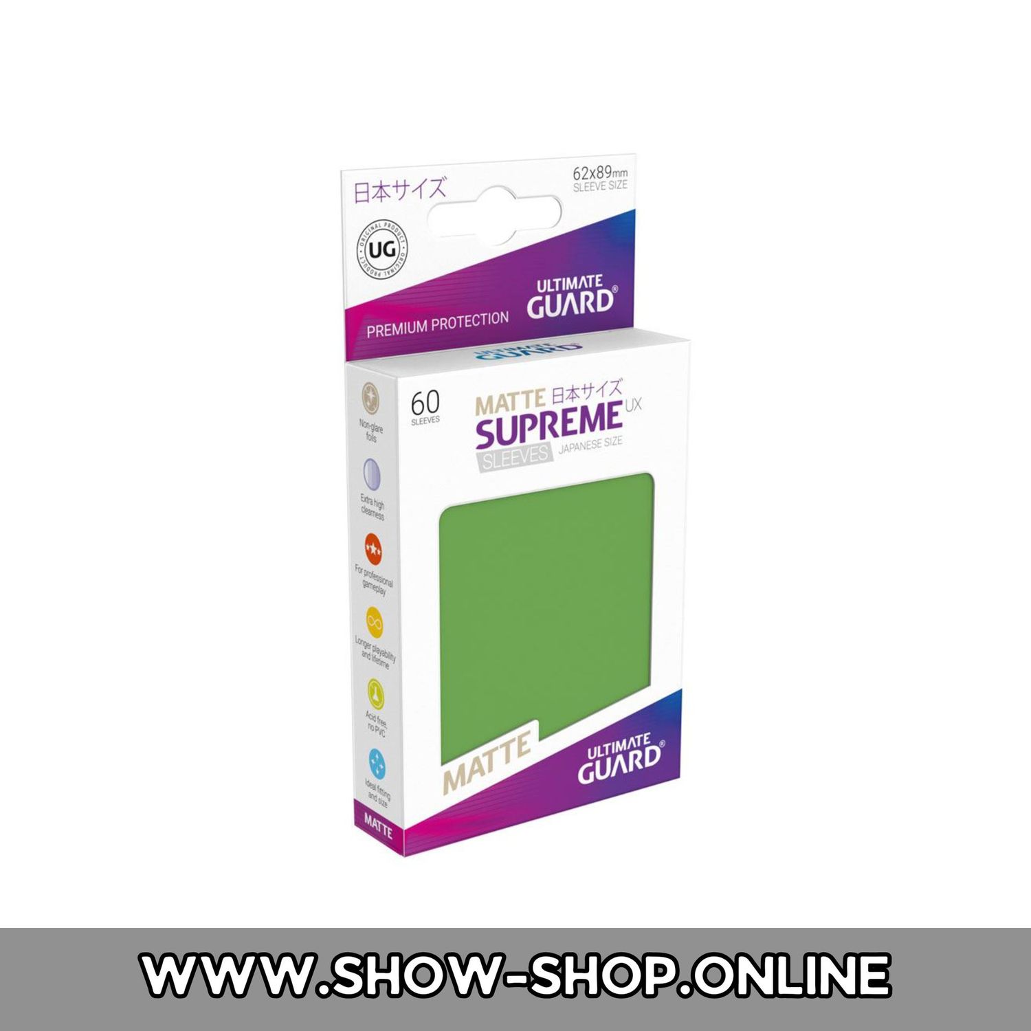 Ultimate Guard Supreme UX Sleeves Japanische Größe Matt Grün(60)