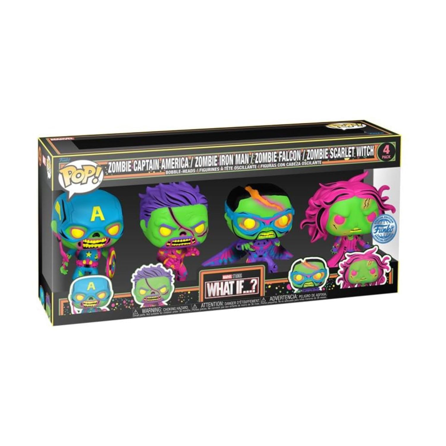 FUNKO POP! What if...?  -  Zombie Captain America / Zombie Iron Man / Zombie Falcon / Zombie Scarlet Witch (4Pack)  -  (##)