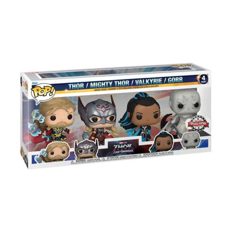 FUNKO POP! Thor Love and Thunder - Thor / Mighty Thor / Valkyrie / Gorr (4Pack) - (##) FUNKO POP! Thor Love and Thunder - Thor / Mighty Thor / Valkyrie / Gorr (4Pack) - (##)