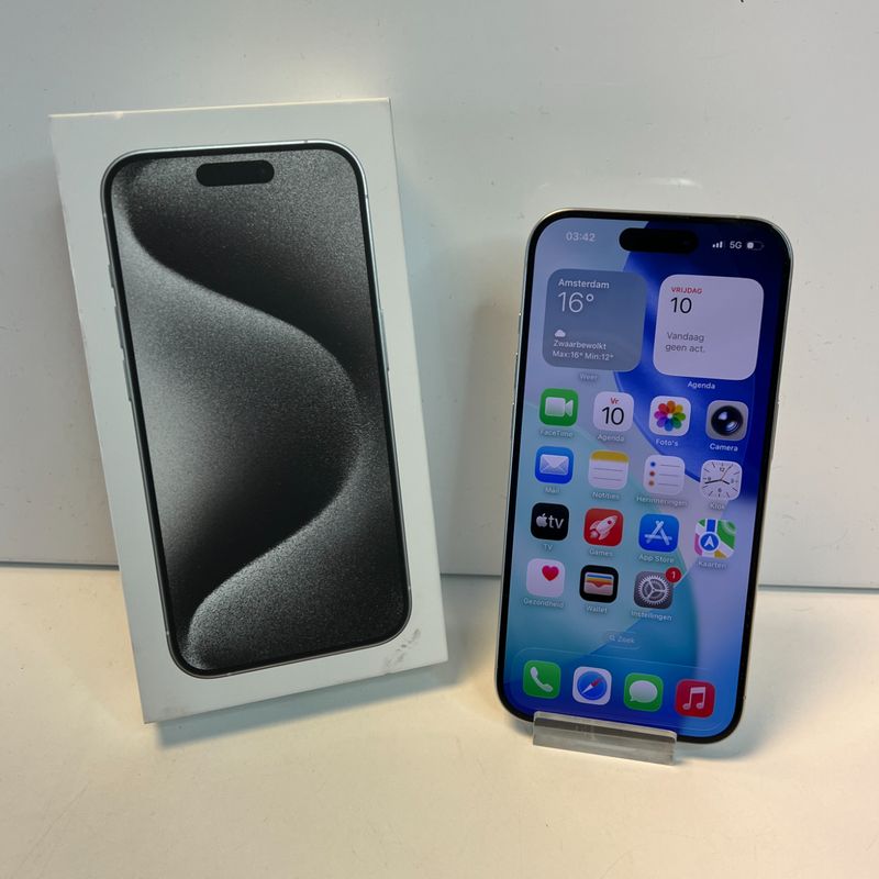 Apple iPhone 15 Pro Wit 128GB | 93% | Zeer Nette Staat