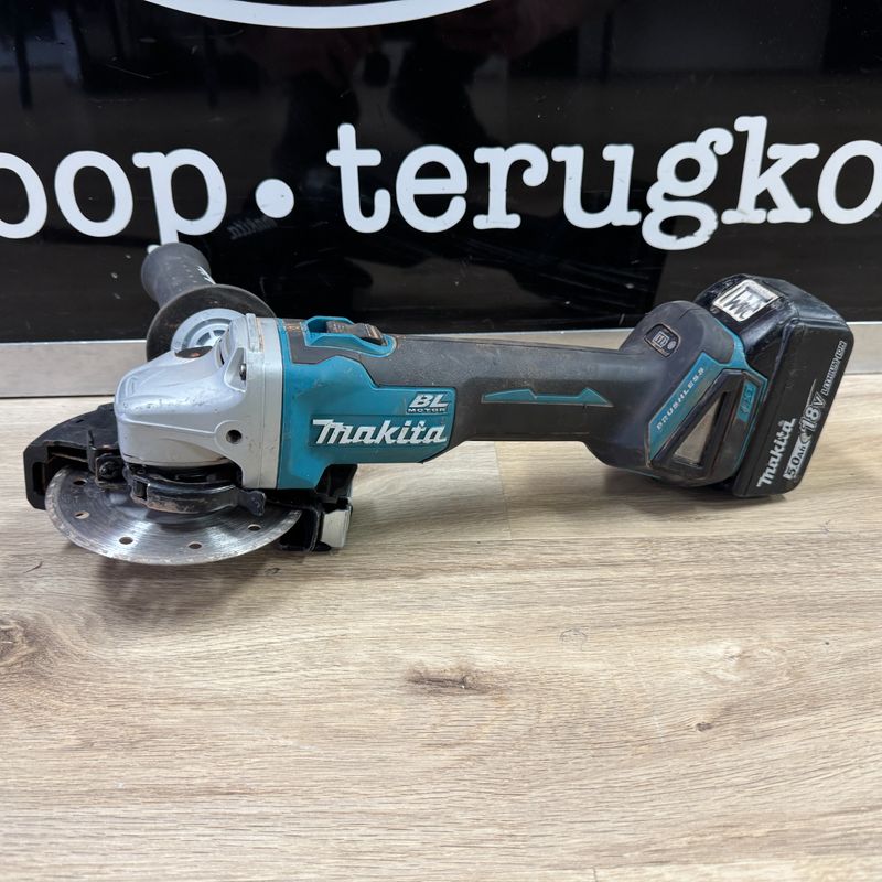 Makita DGA504 Slijper + 5.0ah 18V Accu  | Gebruikt