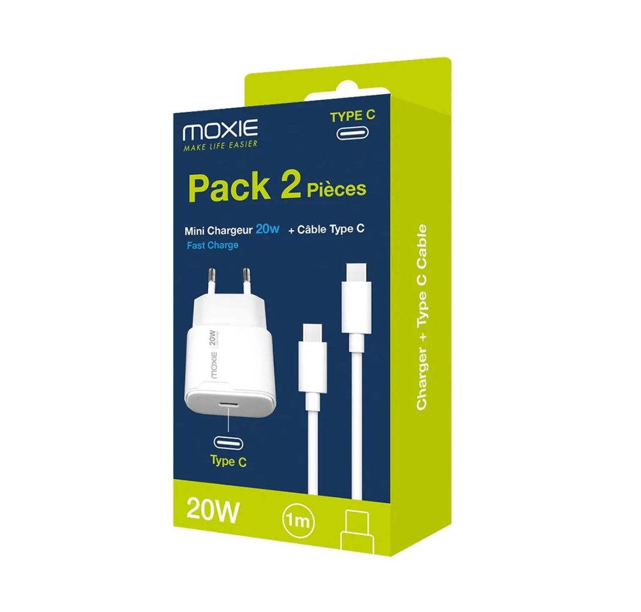 PACKCHARGPD20LIGHT Pack chargeur Secteur 20W + cable type-C vers lightning PACKCHARGPD20LIGHT Pack chargeur Secteur 20W + cable type-C vers lightning