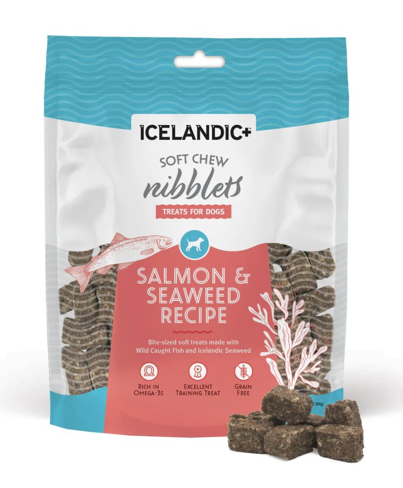 Icelandic Soft Chew Nibblets Salmon, &amp; Seaweed Recipe Cat Treats 2.25-oz