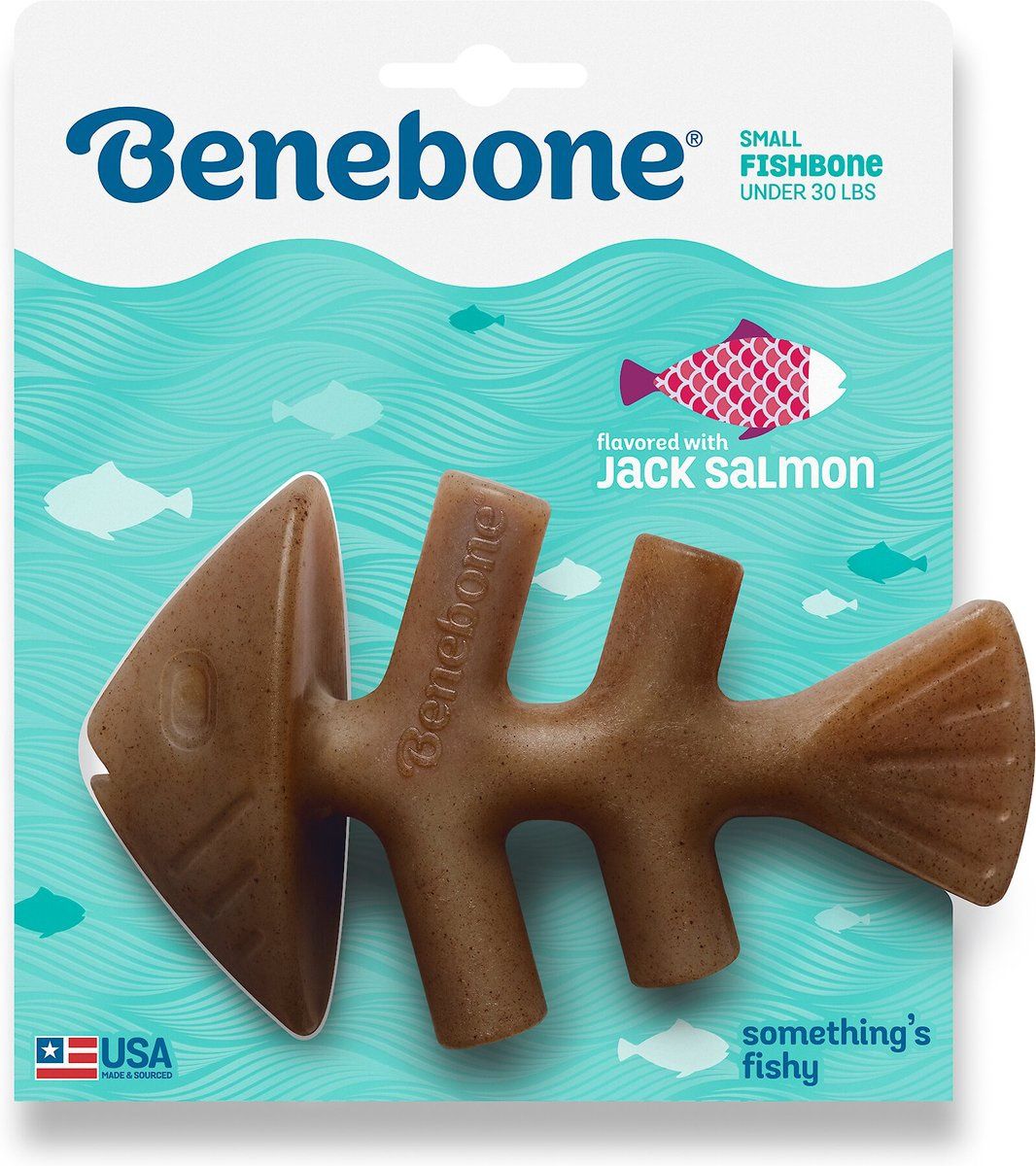 Benebone Salmon Flavored Fishbone Chew Toy Small