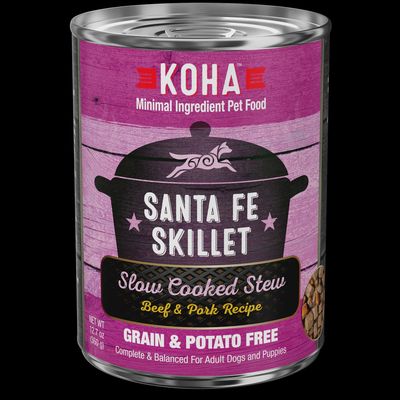 Koha Santa Fe Skillet Slow Cooked Stew Beef &amp; Pork Recipe Canned Dog Food 12.7oz