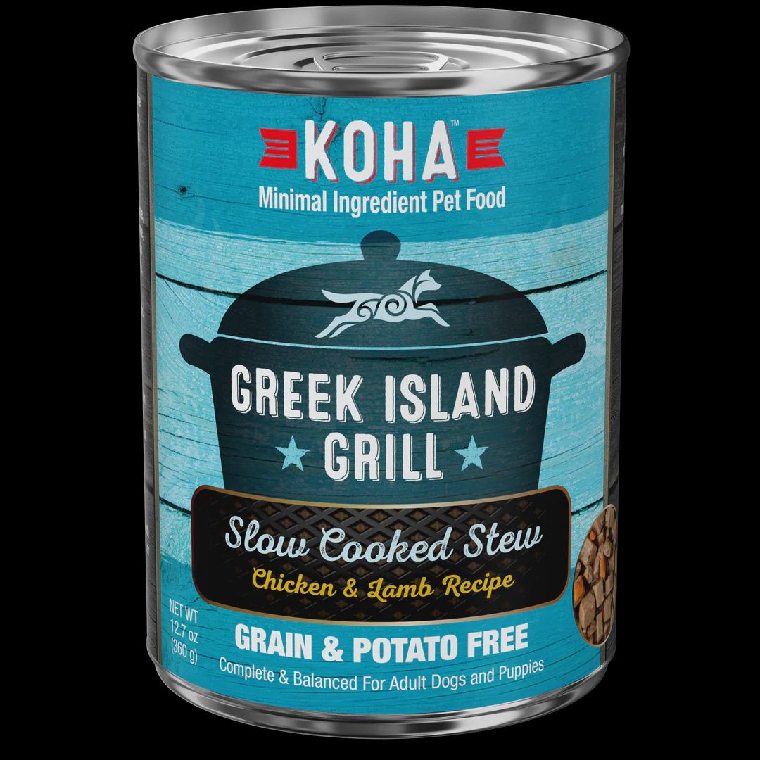 Koha Greek Island Grill Slow Cooked Stew Chicken &amp; Lamb Recipe Canned Dog Food 12.7oz