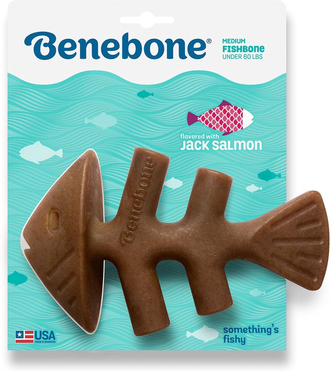 Benebone Salmon Flavored Fishbone Chew Toy Medium