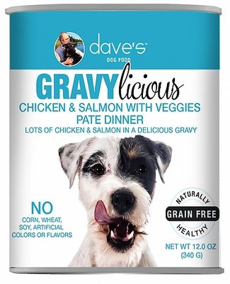 Dave&#39;s Canned Dog Food Gravylicious Chicken &amp; Salmon with Veggies Pate Dinner 12oz