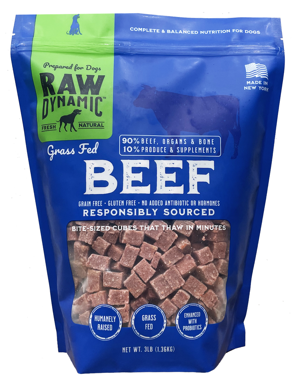 Raw Dynamic Frozen Raw Beef Recipe Dog Food 3lb